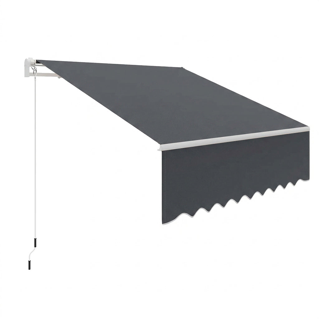Garvee Toldo Retráctil Manual 3x2.5m para Terraza y Jardín, Toldo Exterior Impermeable con Protección UV y Manivela, Aluminio Reforzado Color Gris