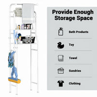 Garvee Estantería de Almacenaje para Inodoro y Baño, Ahorro de Espacio con 3 Niveles, Estructura de Acero al Carbono Resistente y Estable, 46 x 25 x 157 cm, Blanco