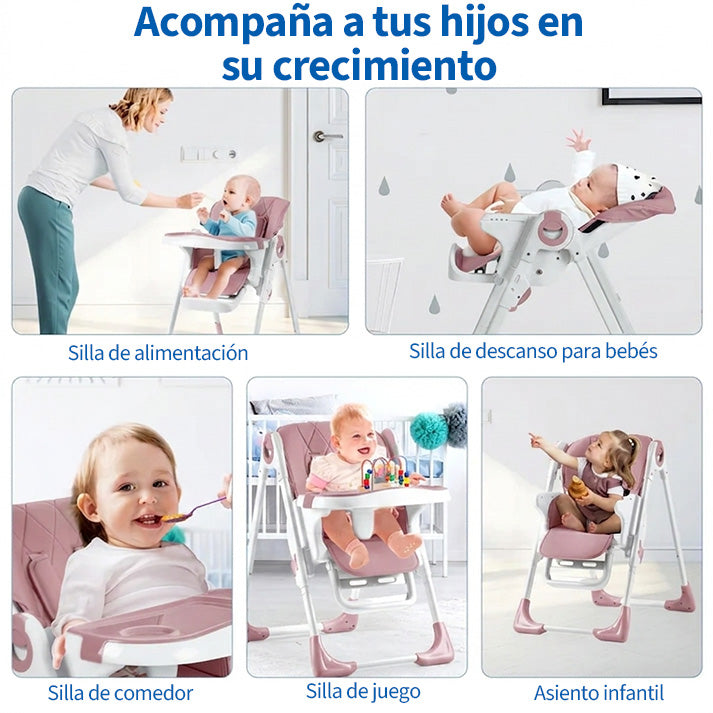Garvee Kinderhochstuhl YB-H22 - Silla Alta Plegable para Niños, Estable y Compacta, Material Seguro, Hogar y Viajes, Gris, 65x51x23 cm