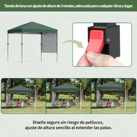 Garvee Carpa Pabellón de Jardín Plegable Pop-Up 2,2x2,2 m con Paredes Laterales Tela Oxford 150D Altura Ajustable 2,4 m Verde