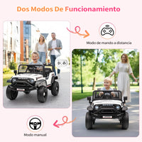 Garvee Coche Eléctrico Infantil 12V con Control Remoto Parental, Todoterreno con Música y Luces LED para Niños de 3 a 6 Años, Blanco