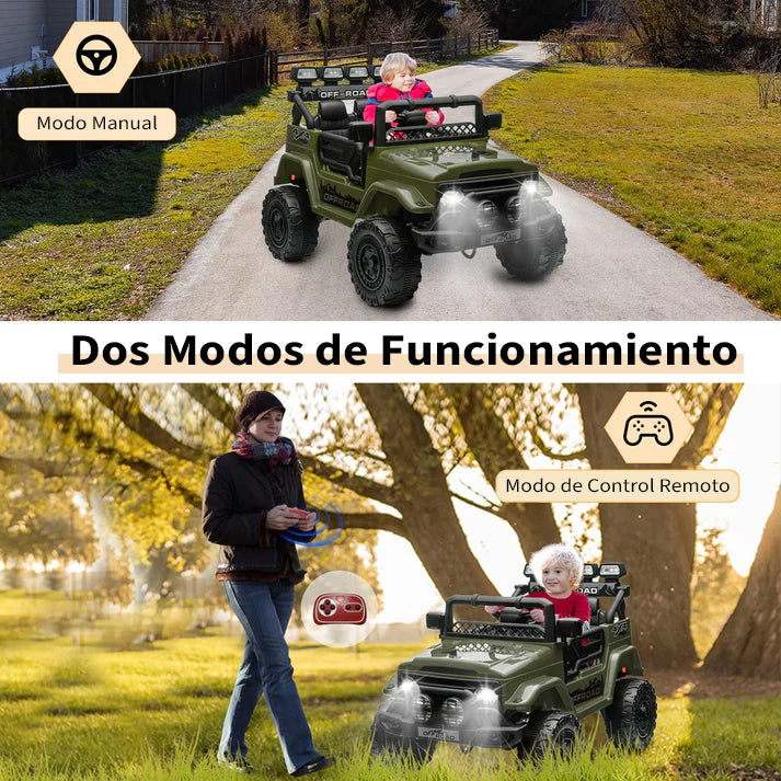 Garvee Coche Eléctrico 12V, Bluetooth, Luces LED, Seguridad, Control Remoto, 3-6 años, Interior y Exterior, Verde