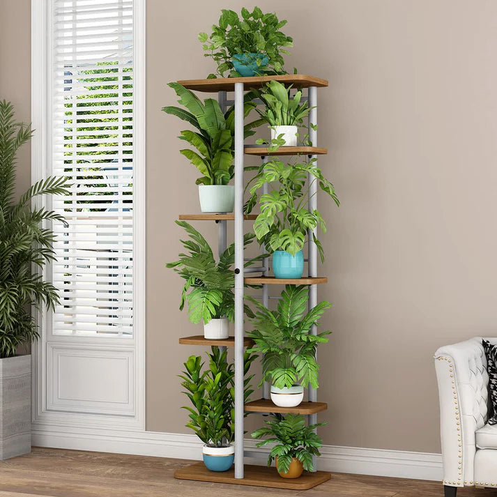 Garvee soporte para plantas de 7 niveles de metal, soporte para macetas para interior y exterior, 120x36x23.5cm, estantería para flores multicapa