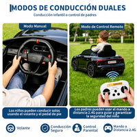 Garvee Coche Eléctrico Infantil con Licencia Audi, Batería 12 V 4,5 Ah, Doble Motor 390, Mando a Distancia, Marcha Adelante/Atrás, PP Ecológico, Negro
