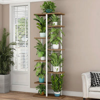 Garvee Soporte para plantas de metal Garvee, estantería de esquina de 8 niveles, estante para macetas para interior y exterior, para sala de estar