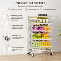 Garvee Carro Estrecho Organizador de 4 Niveles con Cajones de Hierro para Cocina Salón o Balcón Blanco