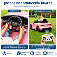 Garvee Coche Eléctrico Infantil de 12 V 4,5 Ah con Licencia Audi, Doble Modo de Conducción con Mando a Distancia, Cinturón de Seguridad, Música por USB y Doble Motor 390, Estándar EU, Rosa