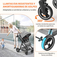 Garvee Cochecito Bebé 2en1 Alto Visión S600 Sistema Viaje Compacto Ligero Reversible Plegable Gris Claro