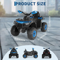 Garvee Quad Eléctrico 12V, Control Remoto, 2 Motores Potentes, Suspensión, LED, Bluetooth, Música, USB, 3-8 años, Exterior, Azul