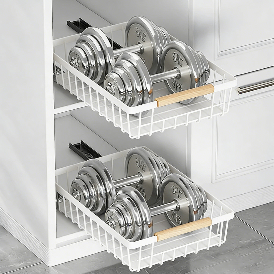 Garvee Organizador De Gabinete Extraíble Cajón Deslizante Resistente Para Cocina Y Despensa Plegable Negro