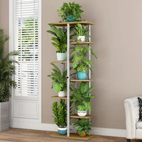 Garvee Soporte para plantas Garvee de madera y metal, multi-nivel para esquina, interior y exterior, balcón, jardín, sala de estar, ahorro de espacio, resistente, diseño elegante