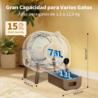 Garvee Arenero Autolimpiante Automático para Gatos Tambor 76 L Control por App Wi-Fi Triple Seguridad Blanco y Café