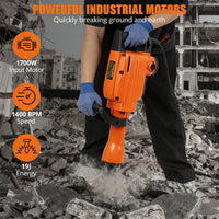 Garvee Martillo Demoledor de 1700W con Motor de Cobre y 3 Funciones de Perforación y Cincelado para Hormigón y Albañilería Pesada
