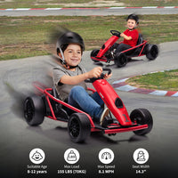Garvee Go-Kart Eléctrico 24V, 2 Motores 300W, Velocidad 13 km/h, Asiento Amplio, Música, Neumáticos EVA y Nylon, 8-12 años, Aire Libre, Rojo