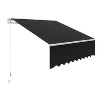 Garvee Toldo Retráctil Manual 300x240 cm para Patio y Terraza Marco de Aluminio Lona Impermeable Protección UV50+ con Manivela Negro