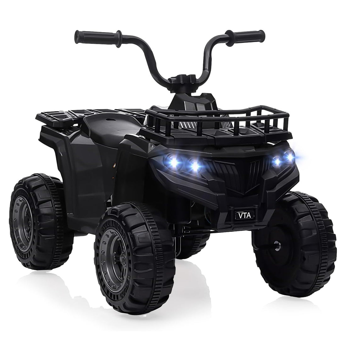 Garvee Quad Eléctrico 12V, Música y Luces LED, Neumáticos Resistentes, 2 Velocidades, Seguro, 2-5 años, Aire Libre, Negro