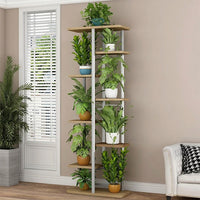 Garvee Soporte para Plantas de Madera y Metal Esquinero de Múltiples Niveles para Interior y Exterior, Balcón, Jardín, Sala de Estar, Espacioso, Duradero, Estilizado