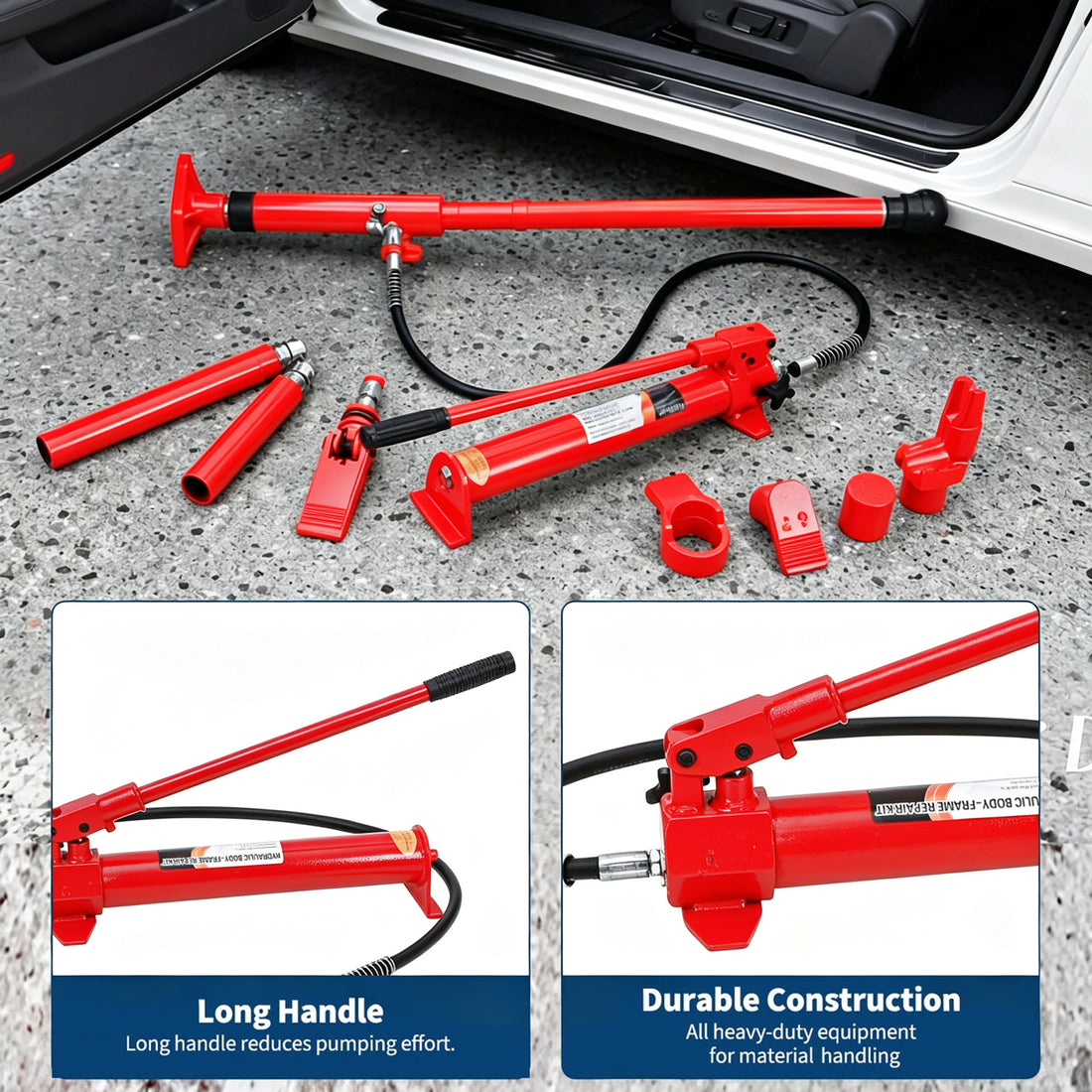 Garvee Gato Hidraulico Separador para Reparacion de Carroceria de Acero Resistente con Maletin, 20 Toneladas Rojo