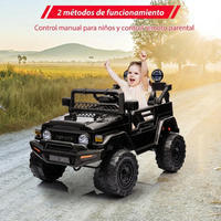 Garvee Coche Eléctrico 12V , Control Remoto, Luces LED, Puertas Abatibles, Batería Recargable, 3-6 años, Interior y Exterior, Negro