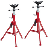 Garvee Soporte para Tubos con Cabezal en V y 4 Bolas Ajustable 28-52 in Acero Resistente Plegable y Portátil para Soldadura y Corte - 2x Rojo Con 4 Bolas