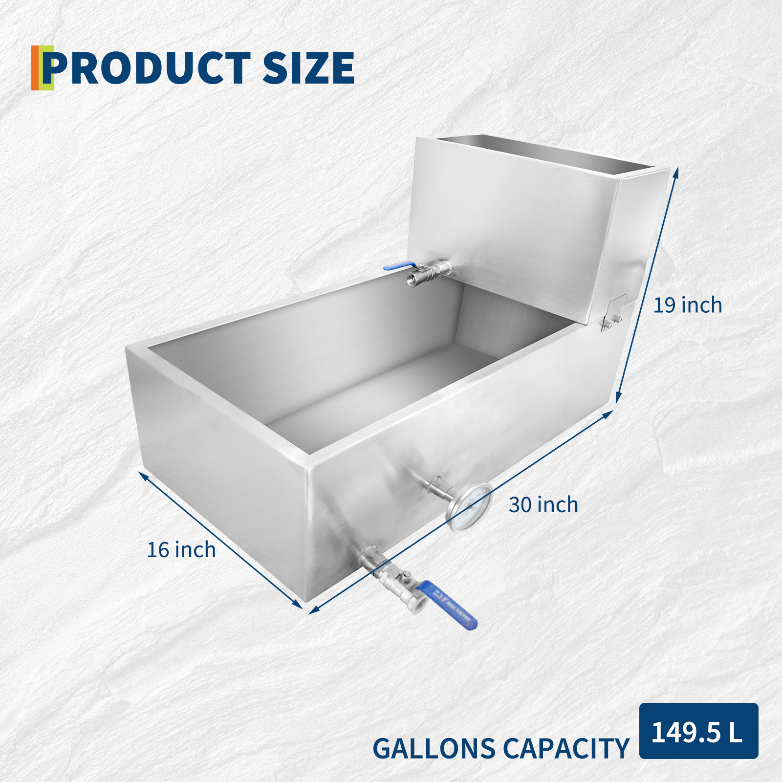 Garvee Evaporador de Jarabe de Arce 149.5L de Acero Inoxidable 304 para Exterior y Cocina con Válvula 3/4"