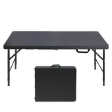Garvee Mesa Plegable 122cm Portátil Plástico Ajustable Altura Asa Ligera para Picnic Camping Fiesta Gris - Negro