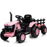 Garvee Tractor Eléctrico 12V, Remolque Amovible, Motor Doble 35W, Control Remoto, 3-6 años, Jardín, Rosa - Rosa