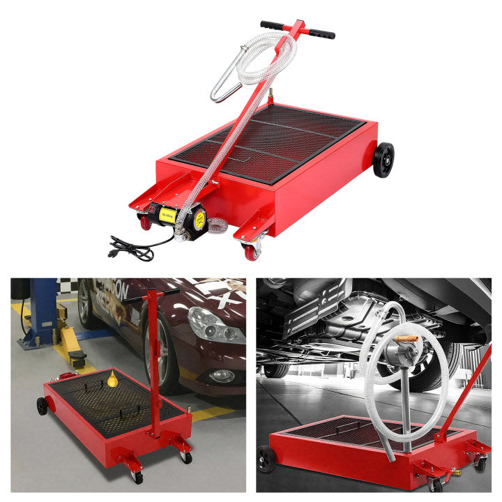 Garvee Tanque de Drenaje de Aceite Eléctrico de 20 Galones de Acero y Plástico 110V, Tanque de Hierro con Mango Plegable y Ruedas Giratorias, Duradero y Fácil de Usar para Coches y Camiones