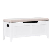 Garvee Banco Otomano de Almacenamiento Fluted 100 cm Blanco para Sala y Dormitorio, con Bisagras de Cierre Suave, Soporte Fuerte 118 kg, Estructura Metálica, Asas Laterales