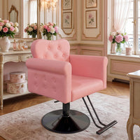 Garvee Silla De Salón Para Estilista En PU Rosa, Base Metálica Redonda, Elevación Hidráulica, 150 Kg, Para Salones Y Spas