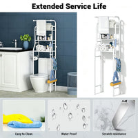 Garvee Estantería de Almacenaje para Inodoro y Baño, Ahorro de Espacio con 3 Niveles, Estructura de Acero al Carbono Resistente y Estable, 46 x 25 x 157 cm, Blanco