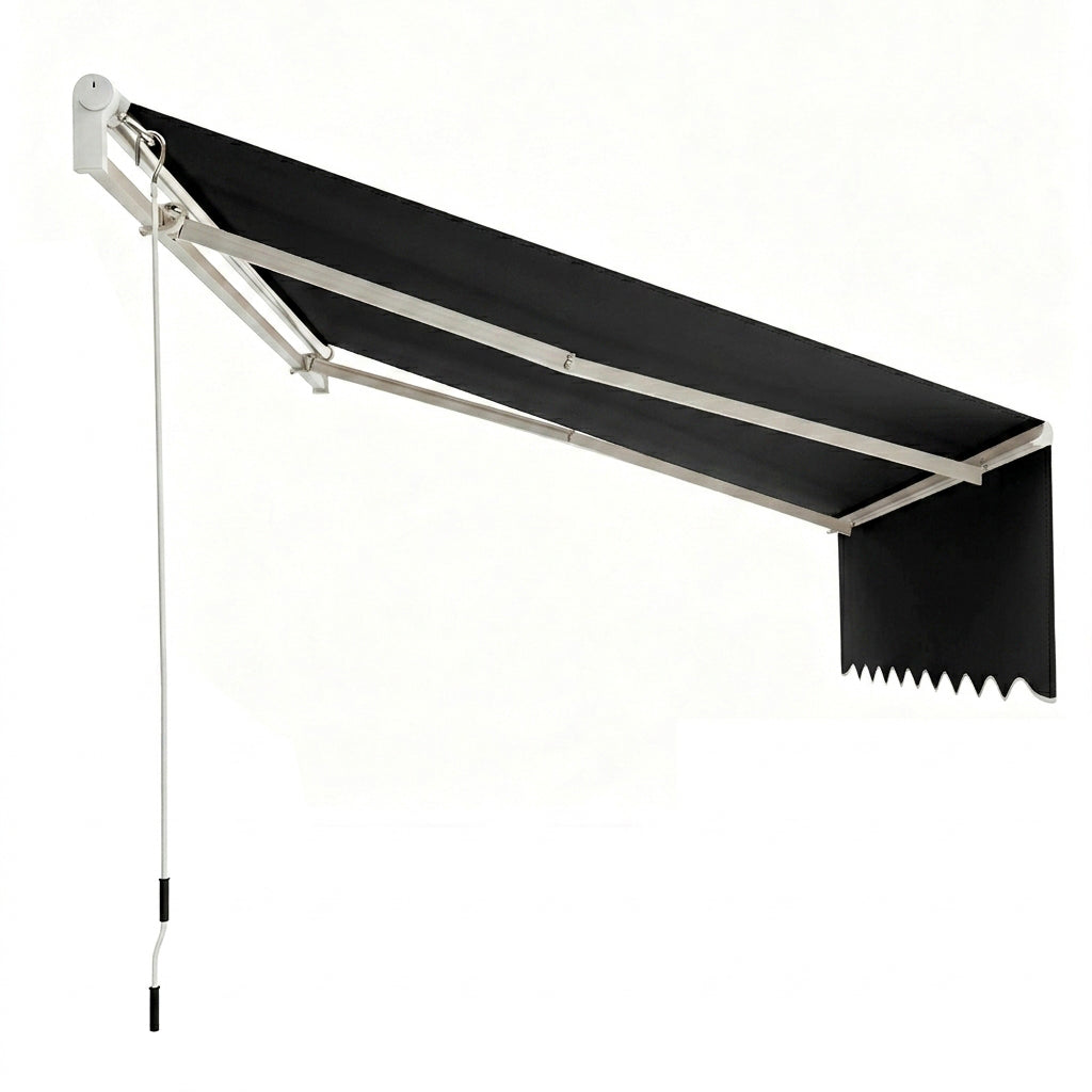 Garvee Toldo Retráctil Manual 300x240 cm para Patio y Terraza Marco de Aluminio Lona Impermeable Protección UV50+ con Manivela Negro