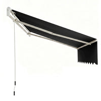 Garvee Toldo Retráctil Manual 300x240 cm para Patio y Terraza Marco de Aluminio Lona Impermeable Protección UV50+ con Manivela Negro