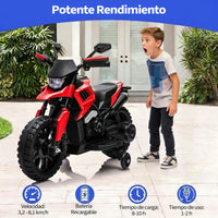 Garvee Moto Eléctrica Infantil 6V 4Ah, 3 Velocidades, Ruedas de Apoyo, Faros LED y Música, para Niños de 3 a 6 Años, 25 kg, Rojo