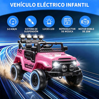 Garvee Coche Eléctrico para Niños 12V, Vehículo Todoterreno Infantil con Control Remoto 2.4G, Bluetooth, Música y Luces LED, 3-6 Años, Rosa