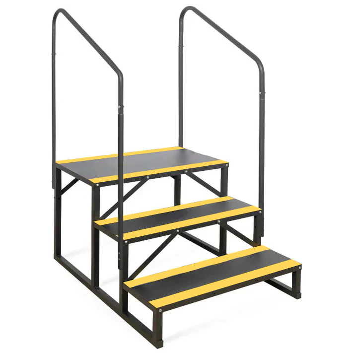 Garvee Escalera RV 3 Pasos con Barandilla Doble, Antideslizante, Acero, Portátil para Campers y Piscinas, Uso Interior y Exterior