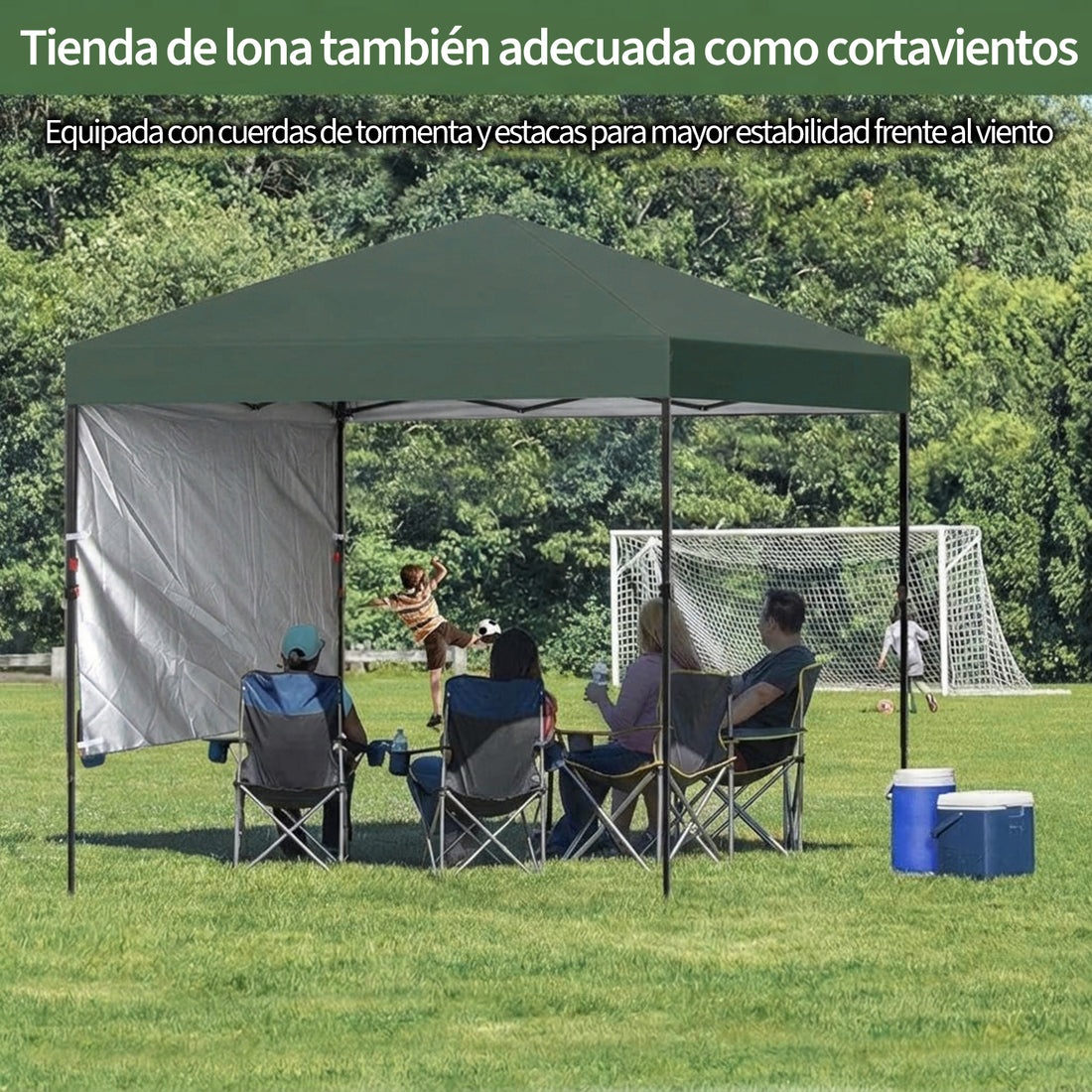 Garvee Carpa Pabellón de Jardín Plegable Pop-Up 2,2x2,2 m con Paredes Laterales Tela Oxford 150D Altura Ajustable 2,4 m Verde