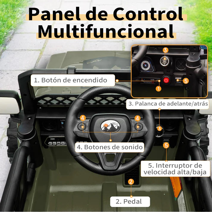 Garvee Coche Eléctrico 12V, Bluetooth, Luces LED, Seguridad, Control Remoto, 3-6 años, Interior y Exterior, Verde
