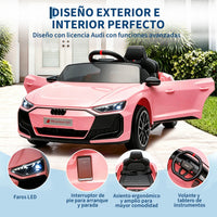 Garvee Coche Eléctrico Infantil de 12 V 4,5 Ah con Licencia Audi, Doble Modo de Conducción con Mando a Distancia, Cinturón de Seguridad, Música por USB y Doble Motor 390, Estándar EU, Rosa