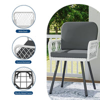 Garvee Juego de 4 Sillas de Comedor para Patio, Ratán Tejido a Mano y Metal Negro, Cojines Impermeables, Diseño Ergonómico para Jardín y Balcón