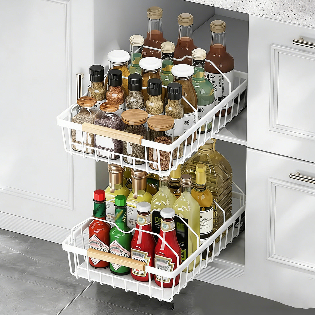 Garvee Organizador De Gabinete Extraíble Cajón Deslizante Resistente Para Cocina Y Despensa Plegable Negro