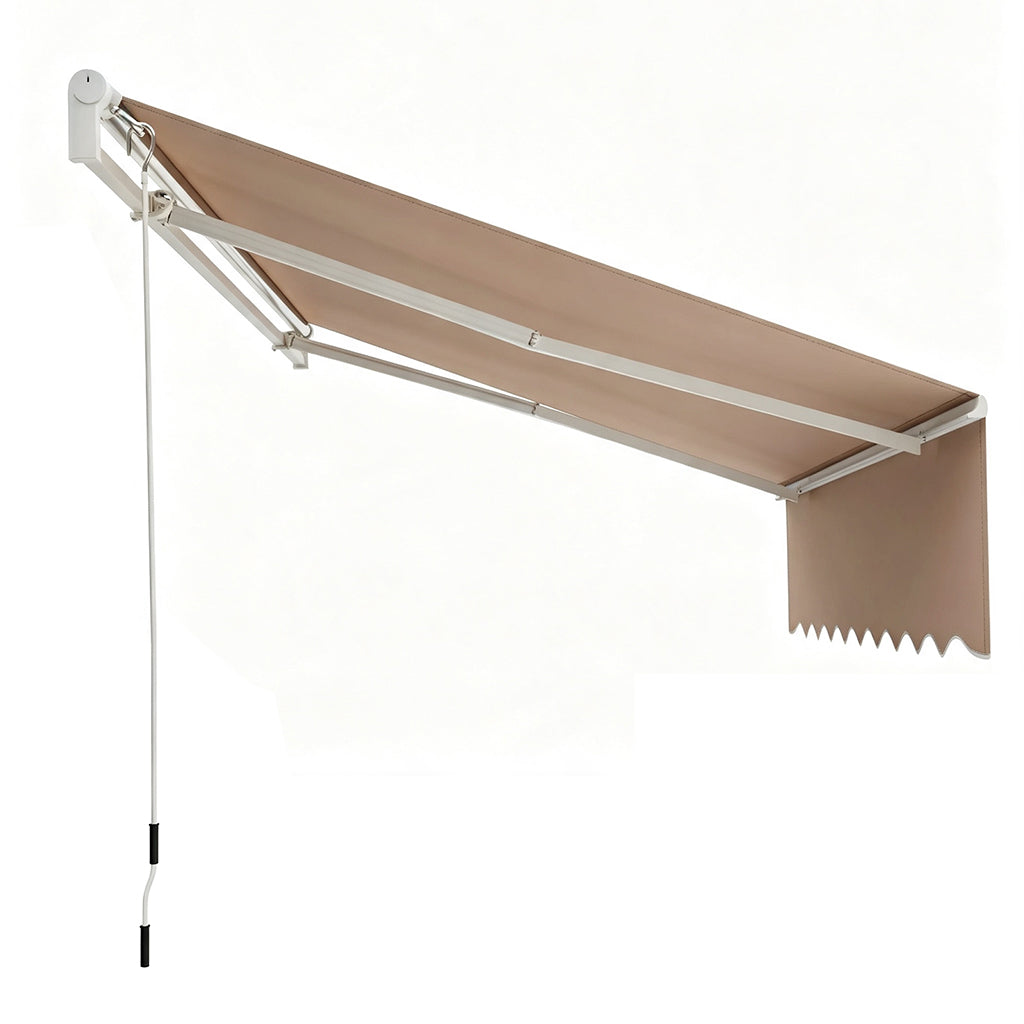 Garvee Toldo Retráctil Manual 300x240 cm para Patio y Terraza, Marco de Aluminio, Lona Impermeable 280g/m² con Protección UV50+ y Manivela, Caqui
