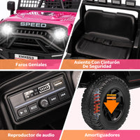 Garvee Coche Eléctrico Infantil 12V con Control Remoto Doble Motor y Ruedas Todoterreno para Niños de 3 a 6 Años Rosa Fucsia