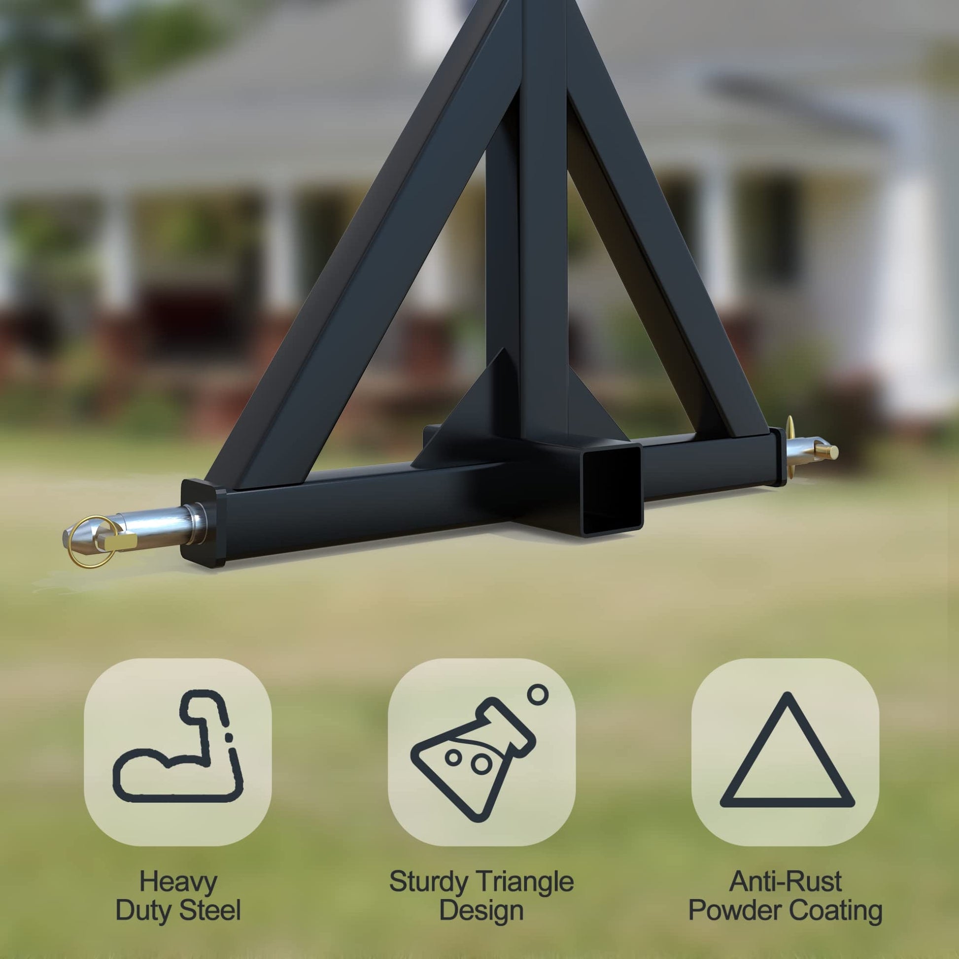 Garvee Receptor de Remolque de 3 Puntos de Acero Q235 con Bocca de 5 cm para Tractores Categoría 1, Pin de Levantamiento CAT 1, Ideal para Uso Industrial y de Construcción Negro