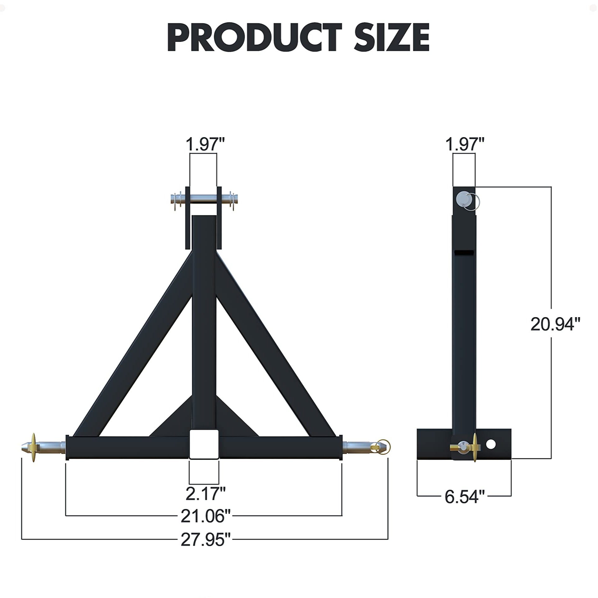 Garvee Receptor de Remolque de 3 Puntos de Acero Q235 con Bocca de 5 cm para Tractores Categoría 1, Pin de Levantamiento CAT 1, Ideal para Uso Industrial y de Construcción Negro