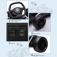 Garvee Go-Kart Eléctrico 24V, 2 Motores 300W, Velocidad 13 km/h, Nylon y EVA, 8-12 años, Exterior, Blanco