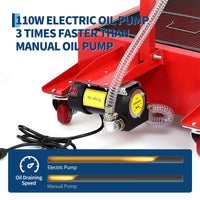Garvee Tanque de Drenaje de Aceite Eléctrico de 20 Galones de Acero y Plástico 110V, Tanque de Hierro con Mango Plegable y Ruedas Giratorias, Duradero y Fácil de Usar para Coches y Camiones