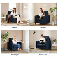 Garvee Sofá 1 Plaza con Respaldo Ergonómico y Cojines, Tela Teddy Duradera, Patas de Madera, Compacto para Salón y Dormitorio, Blanco, 86x76cm
