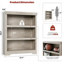 Garvee Estantería de Almacenamiento de MDF de 3 Niveles sin Puertas con Estantes Ajustables para Hogar y Oficina Gris