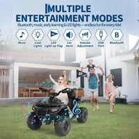 Garvee Quad Eléctrico 12V, Control Remoto, 2 Motores Potentes, Suspensión, LED, Bluetooth, Música, USB, 3-8 años, Exterior, Azul